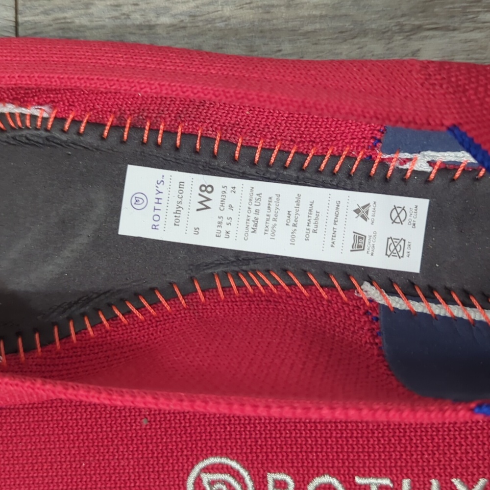 Rothy's Pointed Toe Chill Red Solid Blue Halo Fla… - image 7